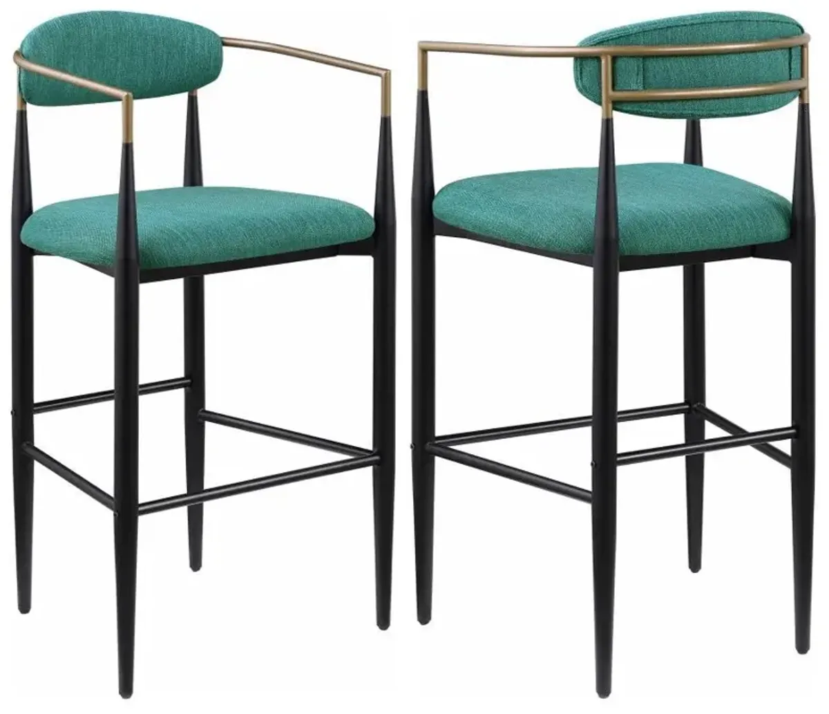 Tina - Metal Pub Height Bar Stool With Upholstered Back And Seat (Set of 2)