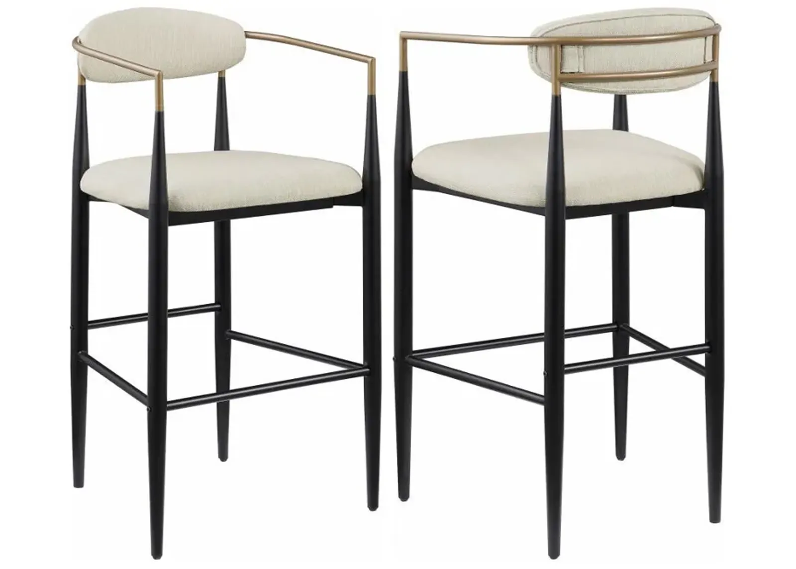 Tina - Metal Pub Height Bar Stool With Upholstered Back And Seat (Set of 2)