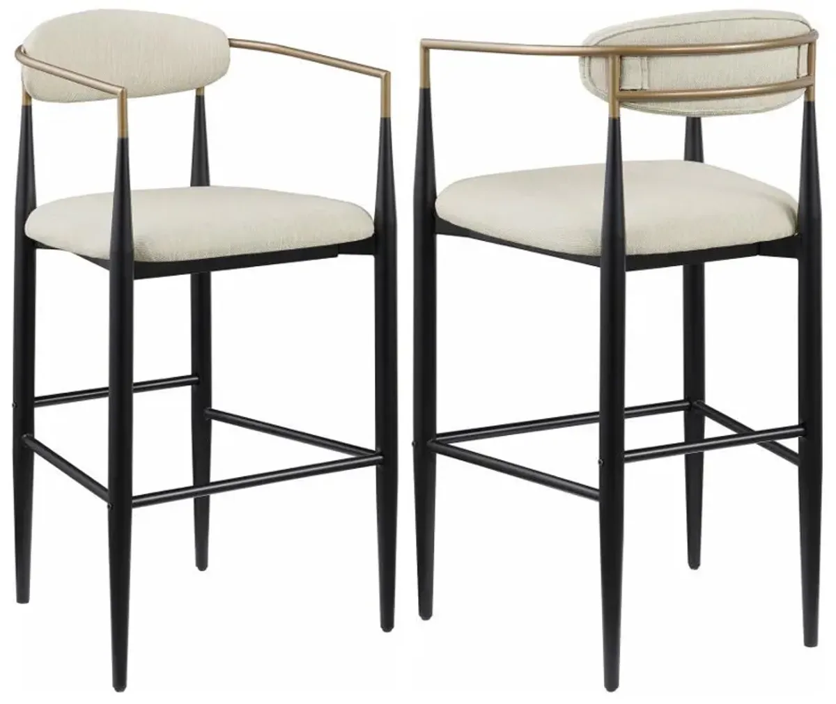 Tina - Metal Pub Height Bar Stool With Upholstered Back And Seat (Set of 2)