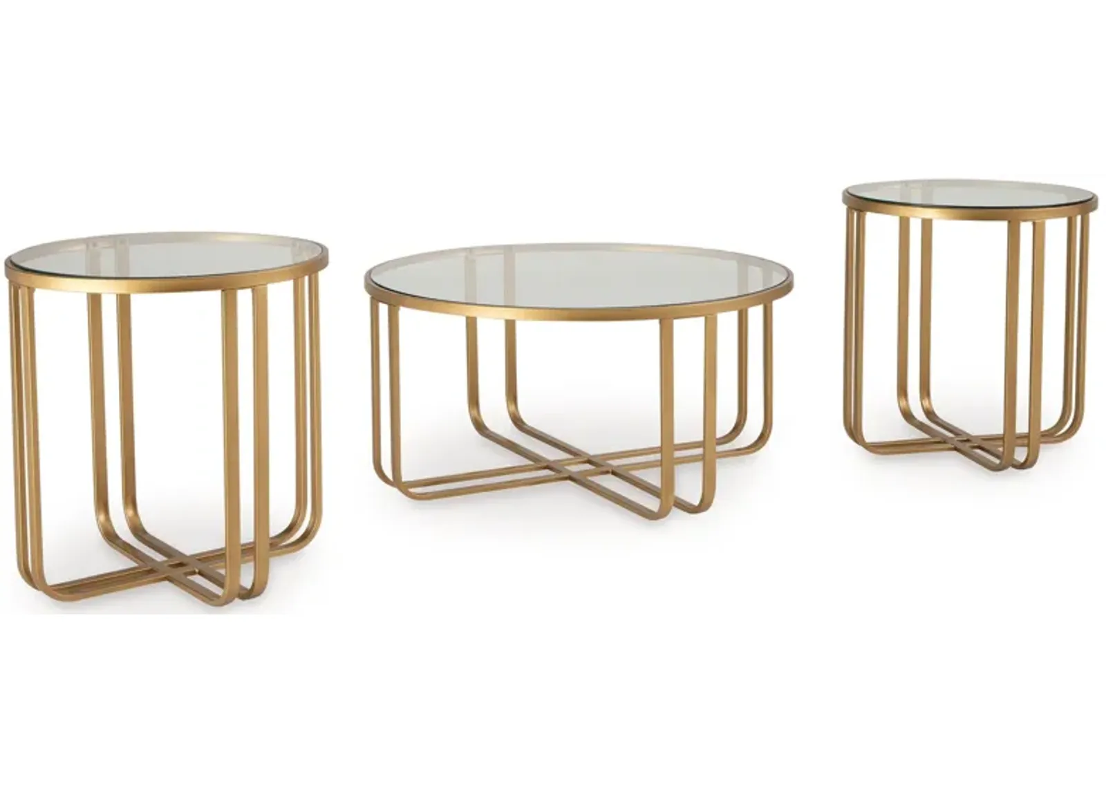 Milloton - Gold - Occasional Table Set (Set of 3)