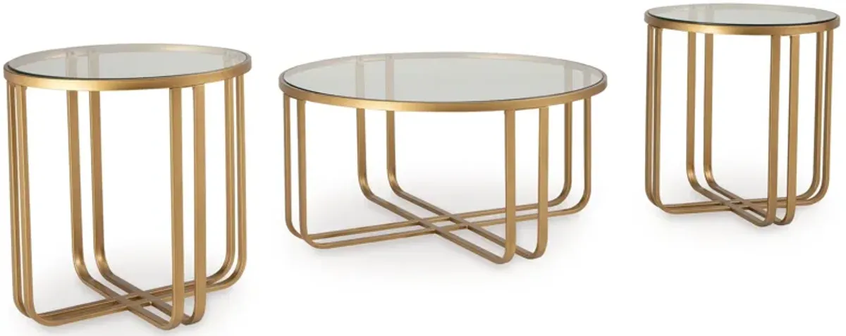 Milloton - Gold - Occasional Table Set (Set of 3)