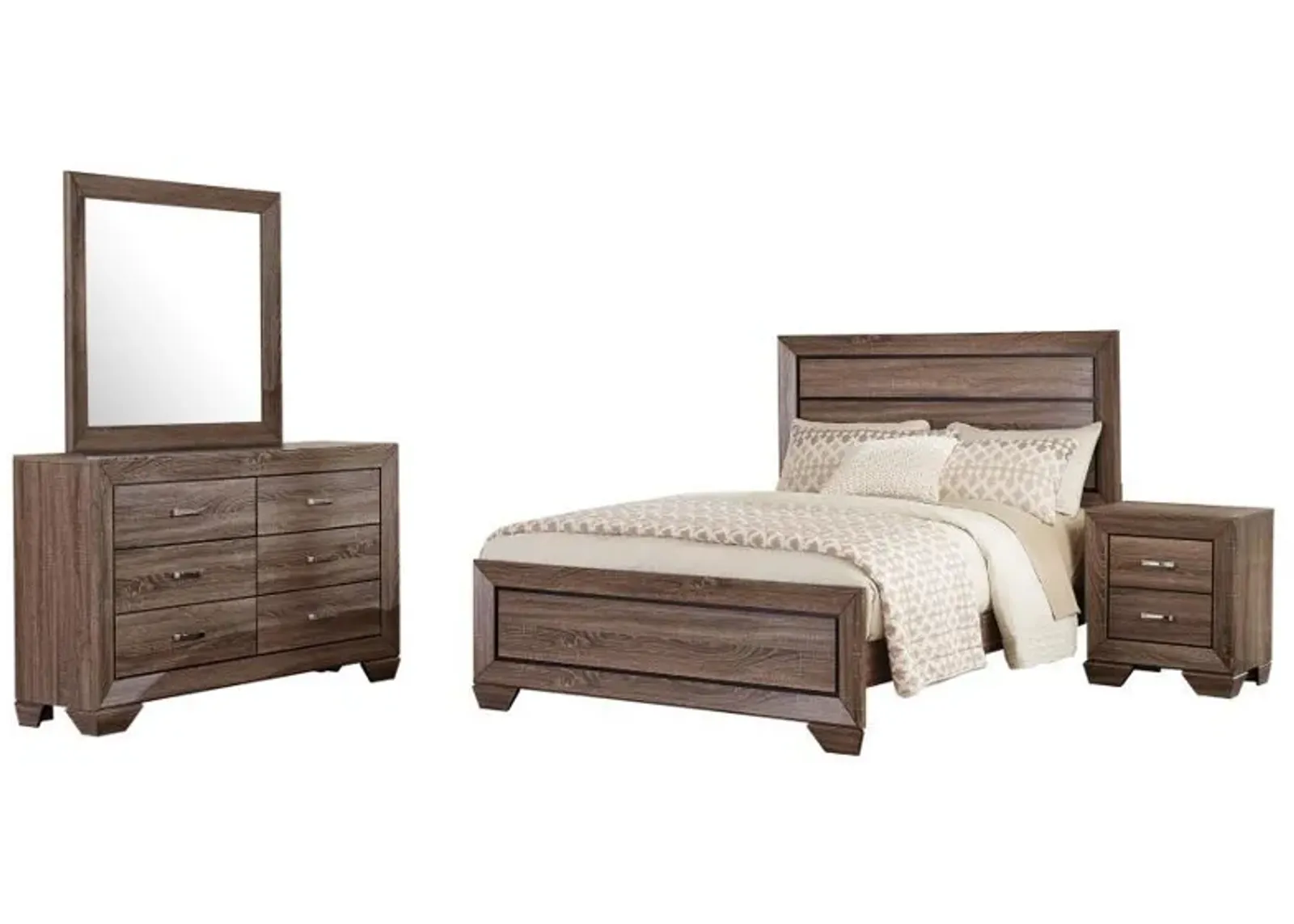 Kauffman - Transitional High Headboard Panel Bed Bedroom Set