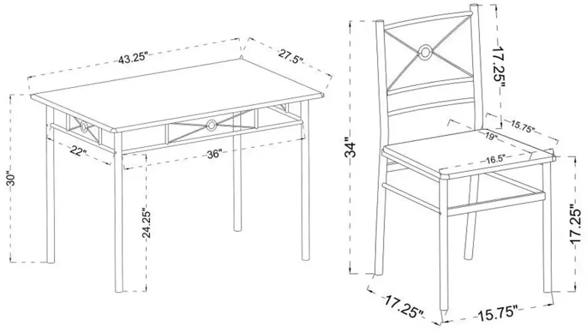 Anna - 5-Piece Rectangular Dining Set