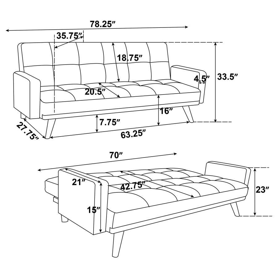 Kourtney - Upholstered Track Arms Covertible Sofa Bed