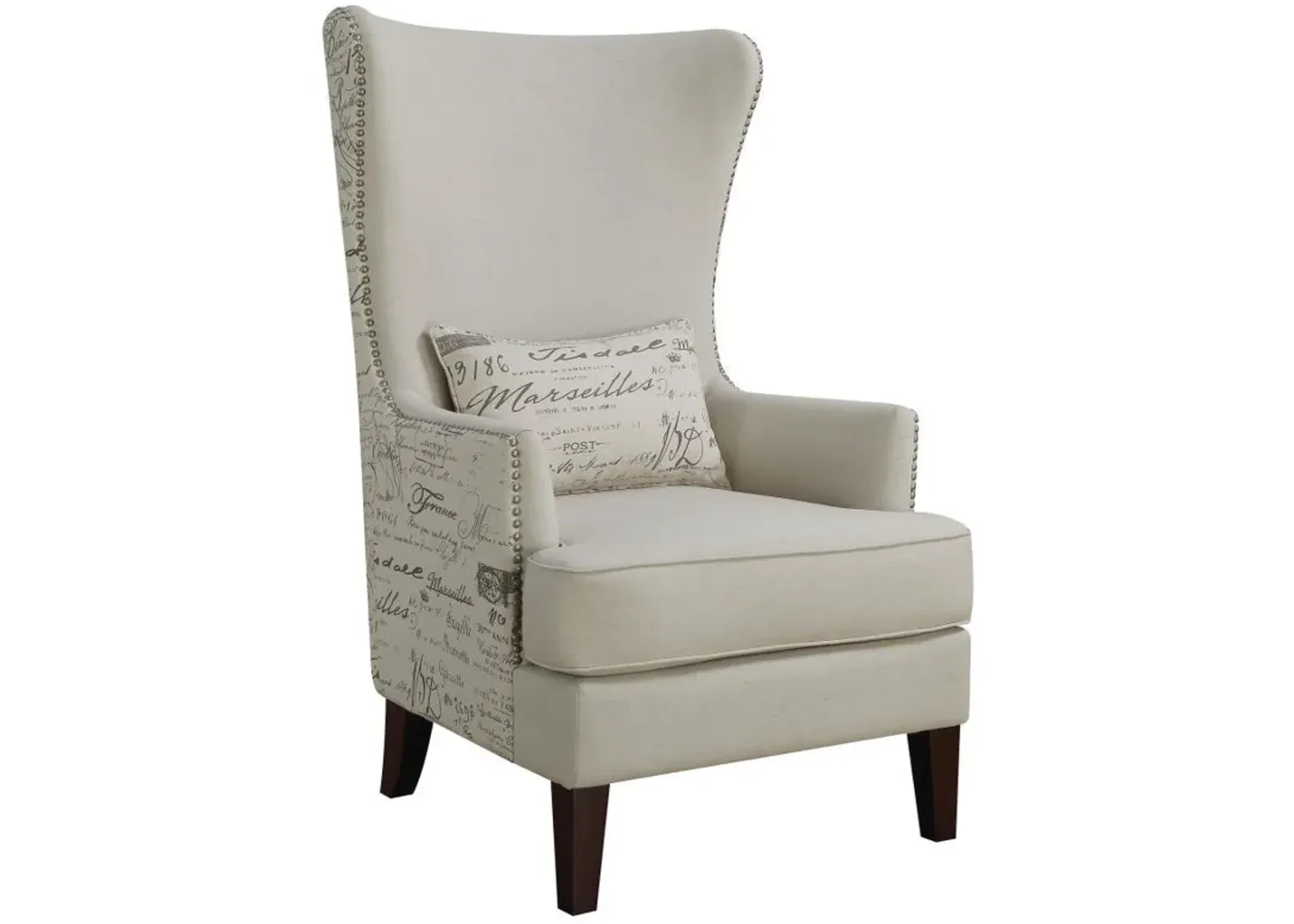 Pippin - Upholstered High Wingback Accent Chair - Cream