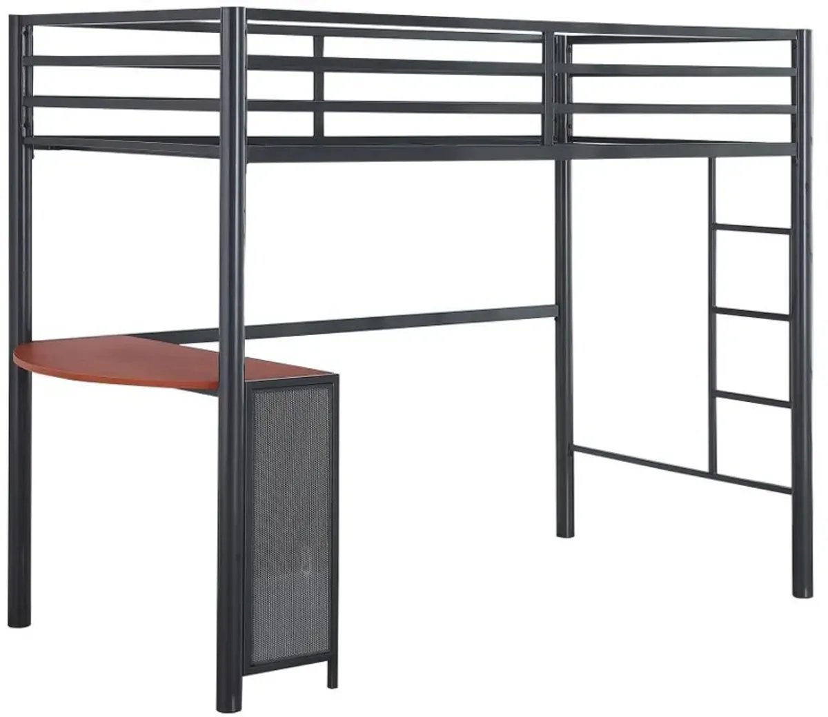 Fisher - Twin Over Full Workstation Loft Bed Set - Gunmetal