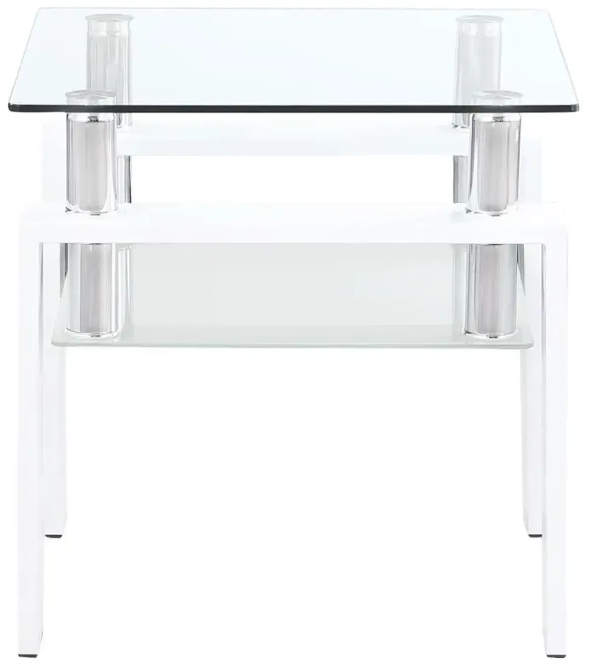 Dyer - 1-Shelf Square Glass Top Side End Table - White