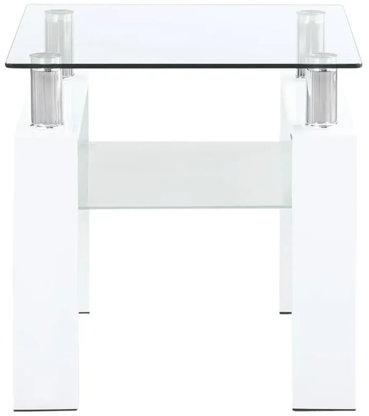 Dyer - 1-Shelf Square Glass Top Side End Table - White