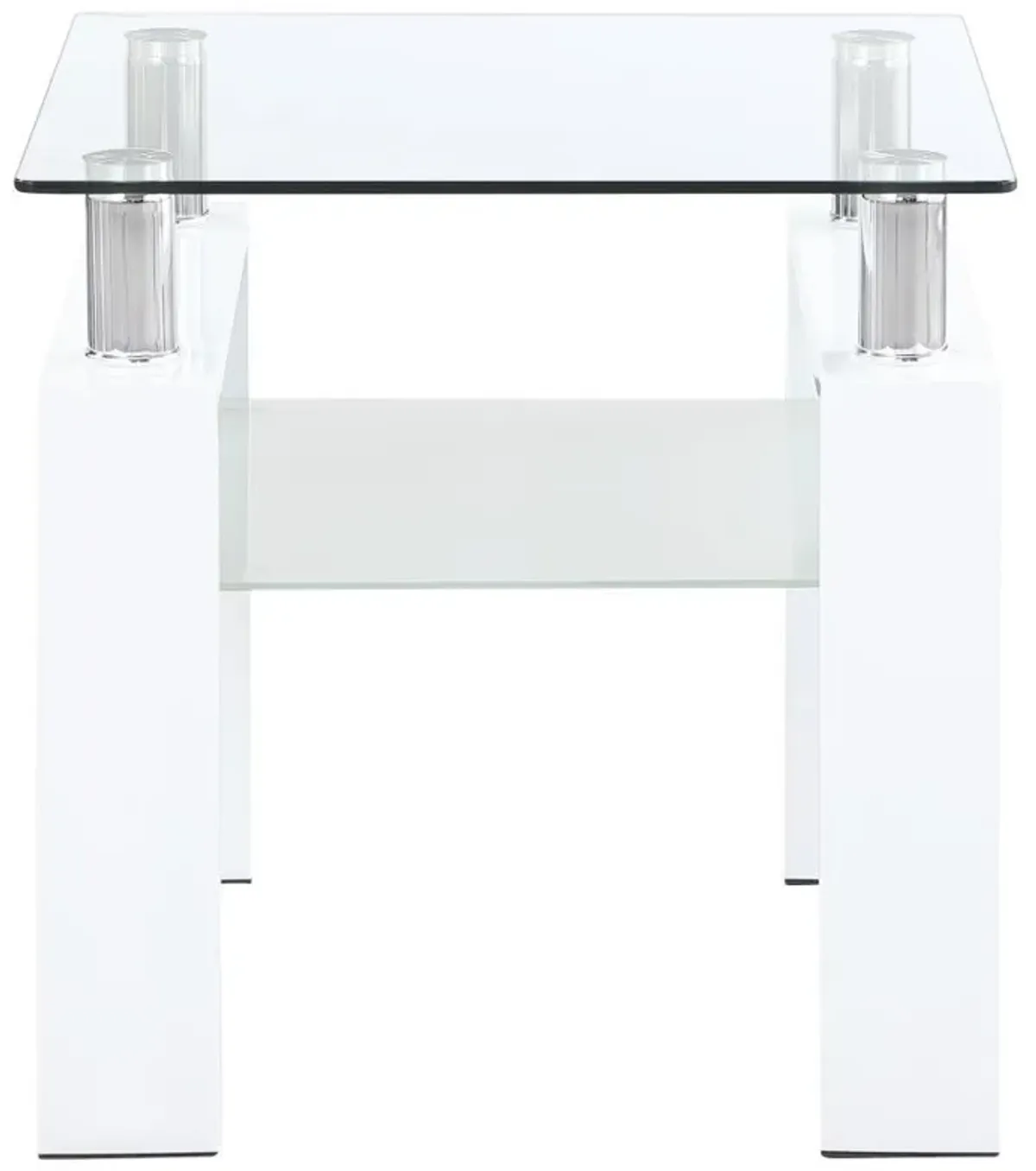 Dyer - 1-Shelf Square Glass Top Side End Table - White