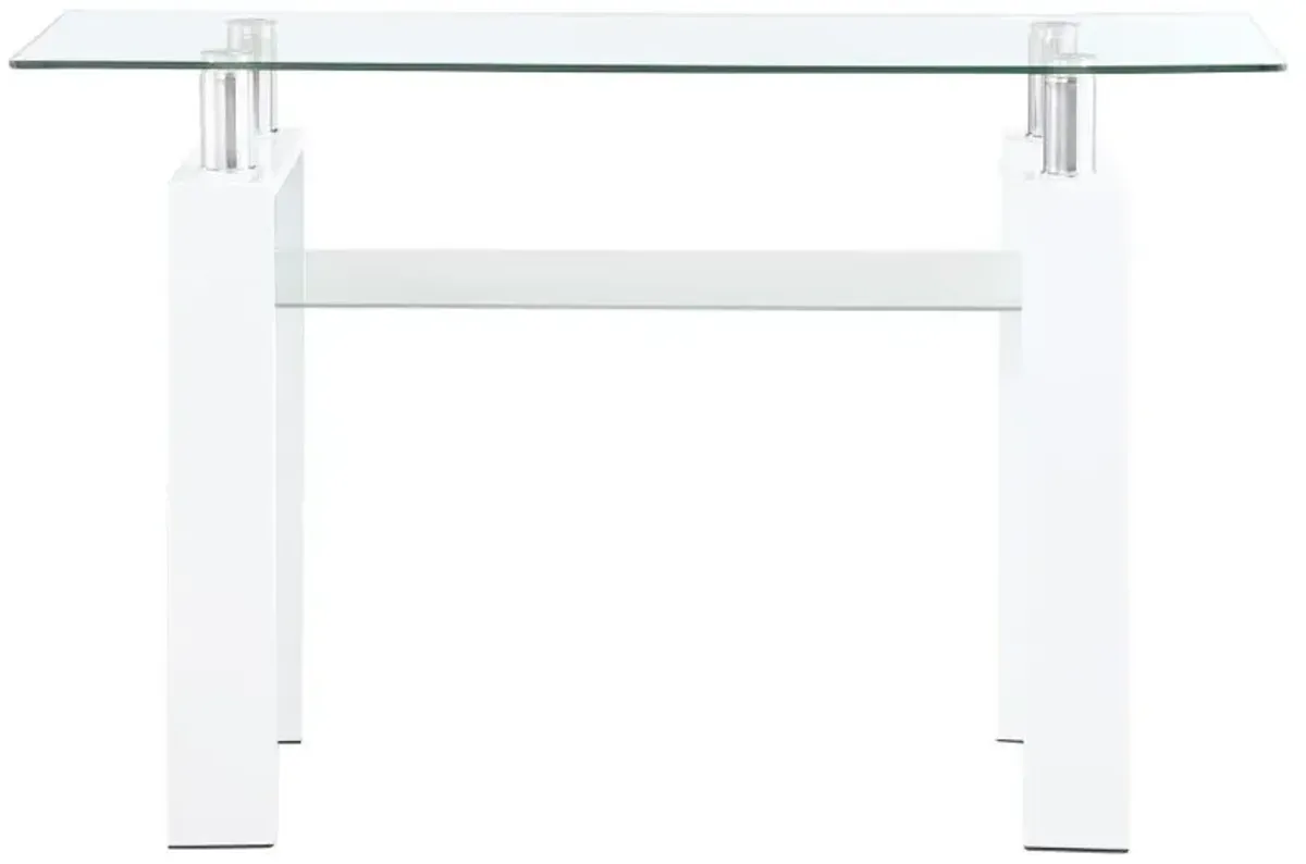 Dyer - Rectangular Glass Top Entryway Sofa Console Table - White