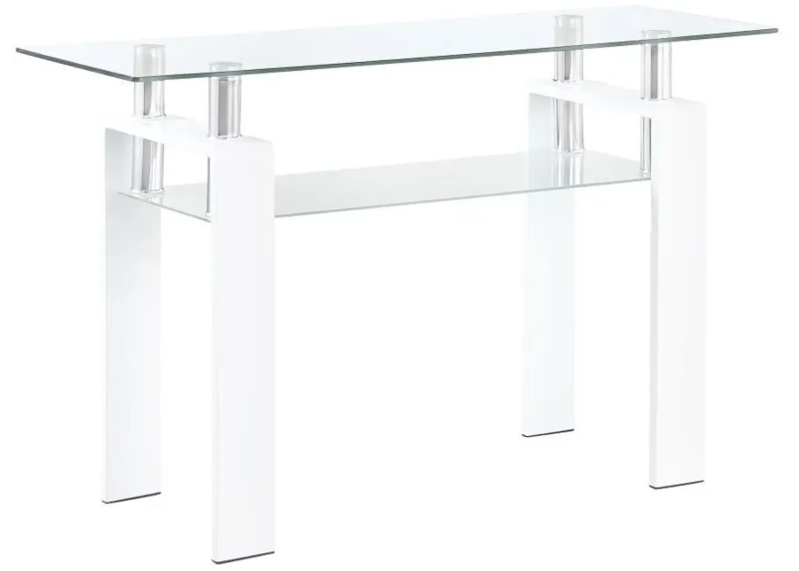 Dyer - Rectangular Glass Top Entryway Sofa Console Table - White