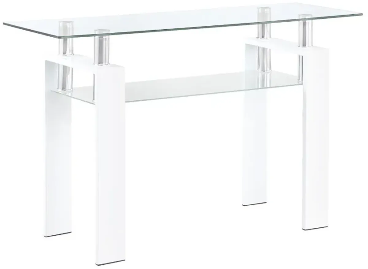 Dyer - Rectangular Glass Top Entryway Sofa Console Table - White