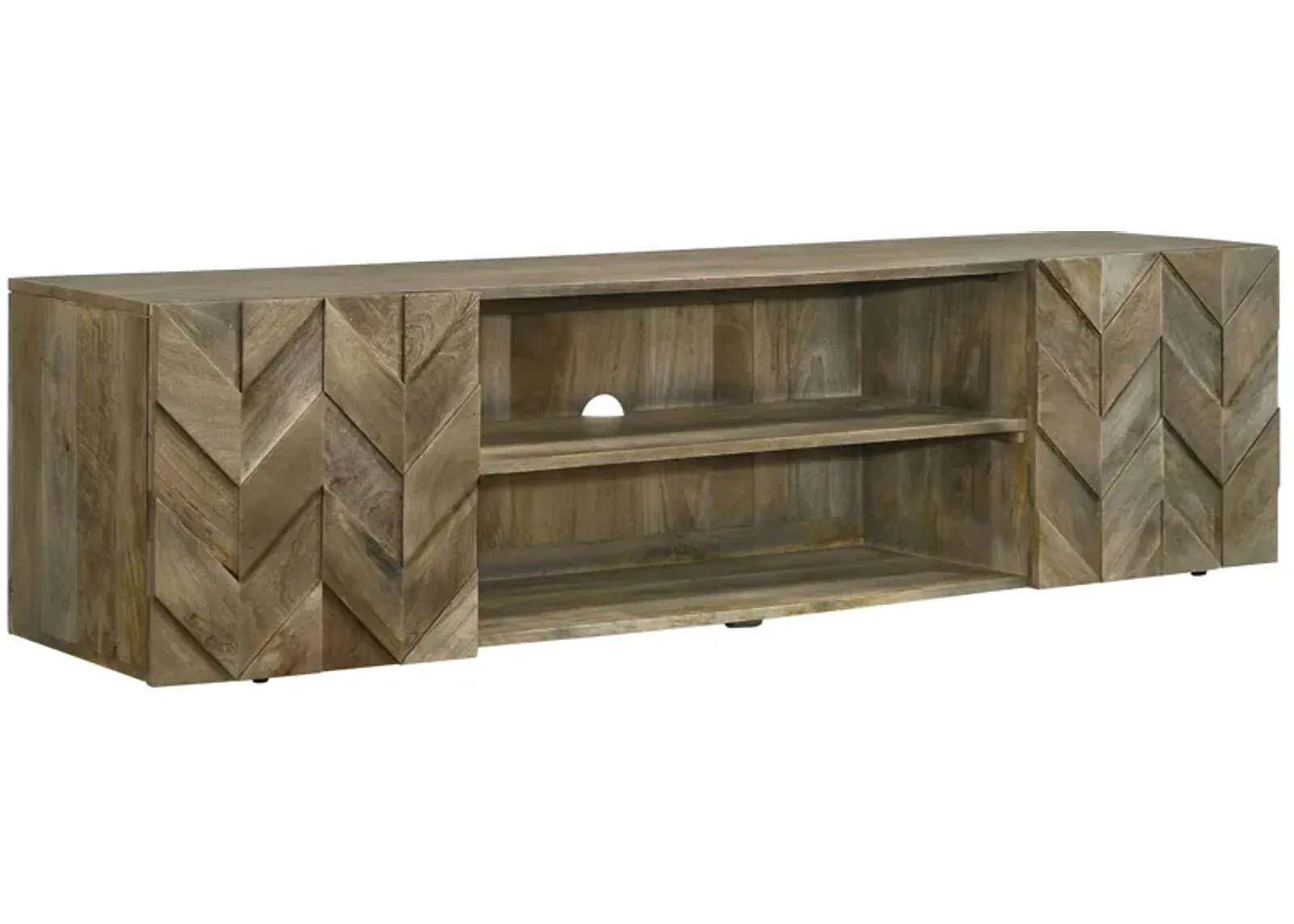 Keese - 2 Door TV Stand With Storage Shelves - Mango Brown