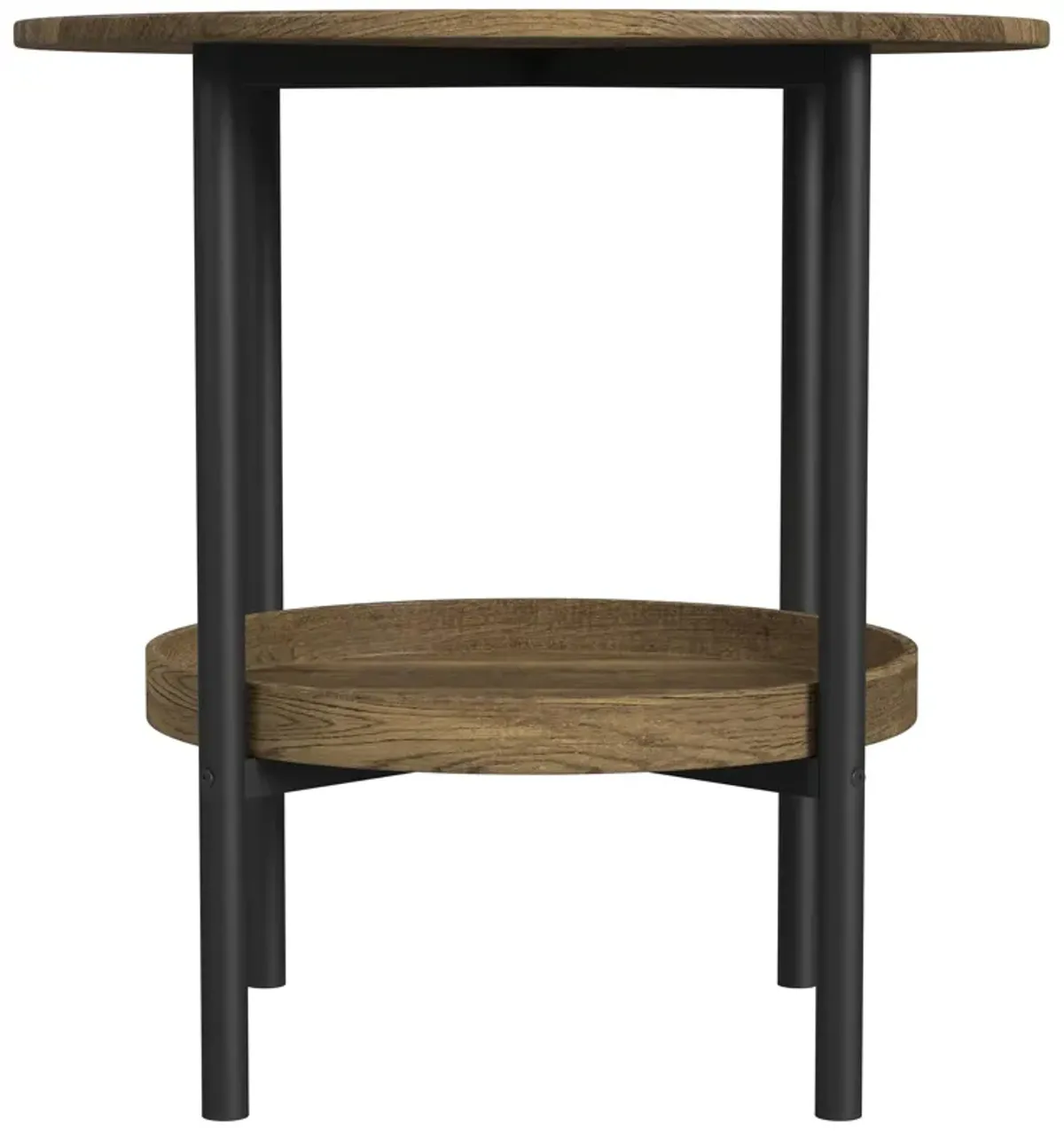 Delfin - Round Glass Top Side End Table - Black And Brown