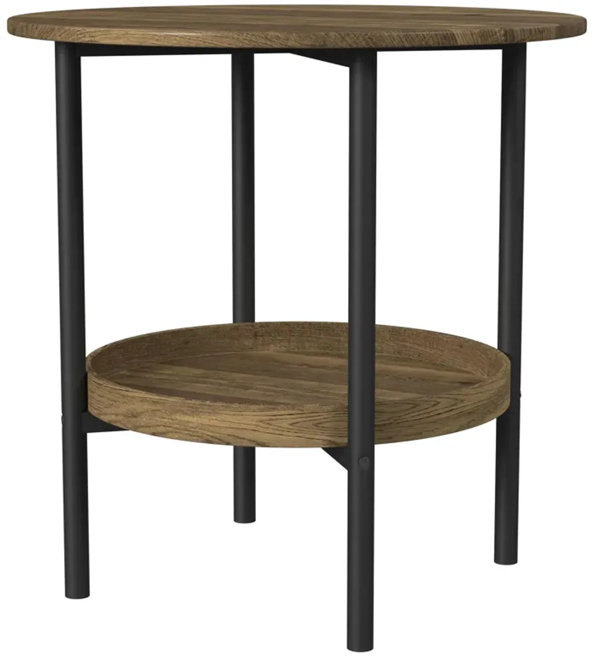 Delfin - Round Glass Top Side End Table - Black And Brown