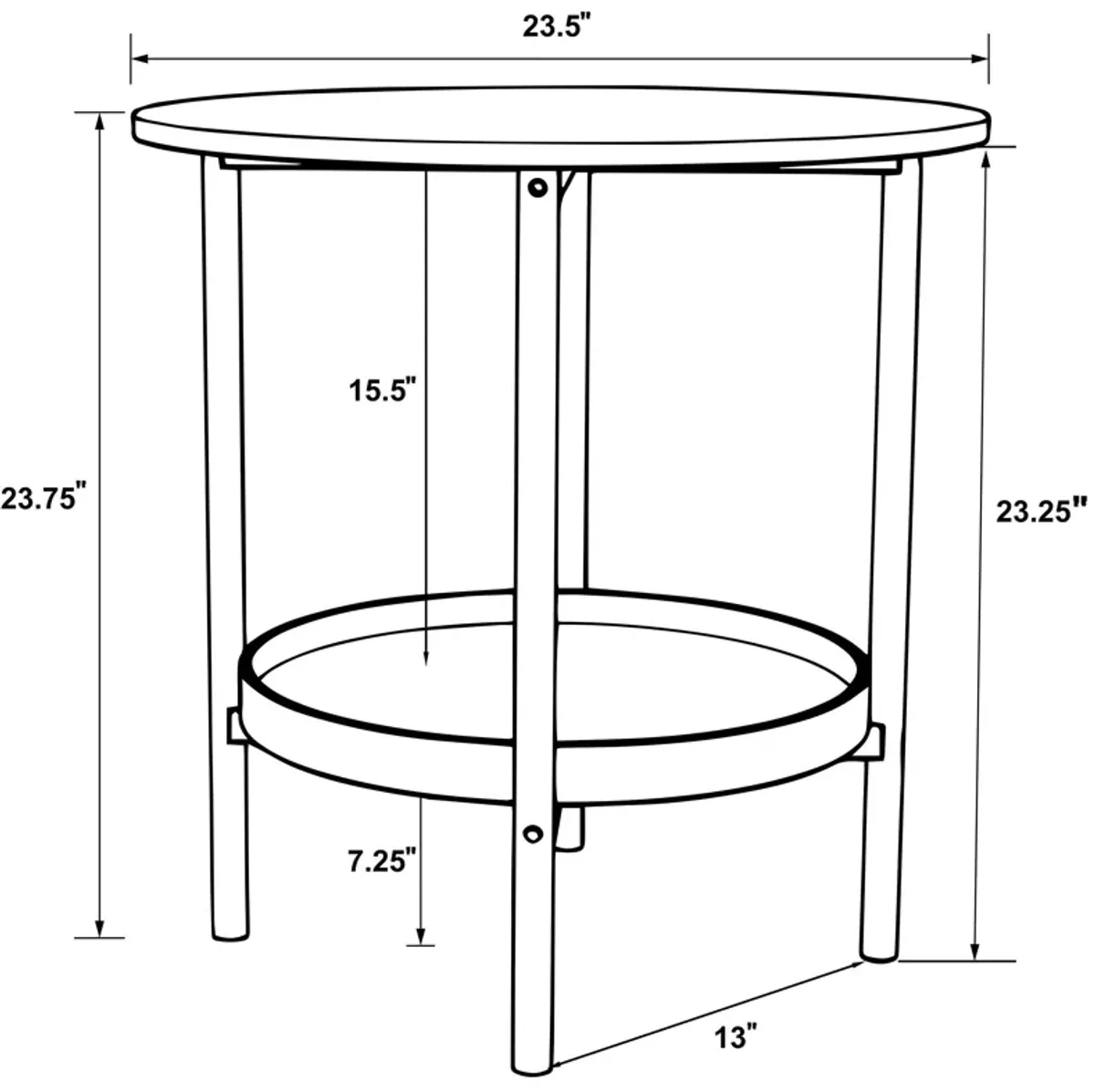 Delfin - Round Glass Top Side End Table - Black And Brown