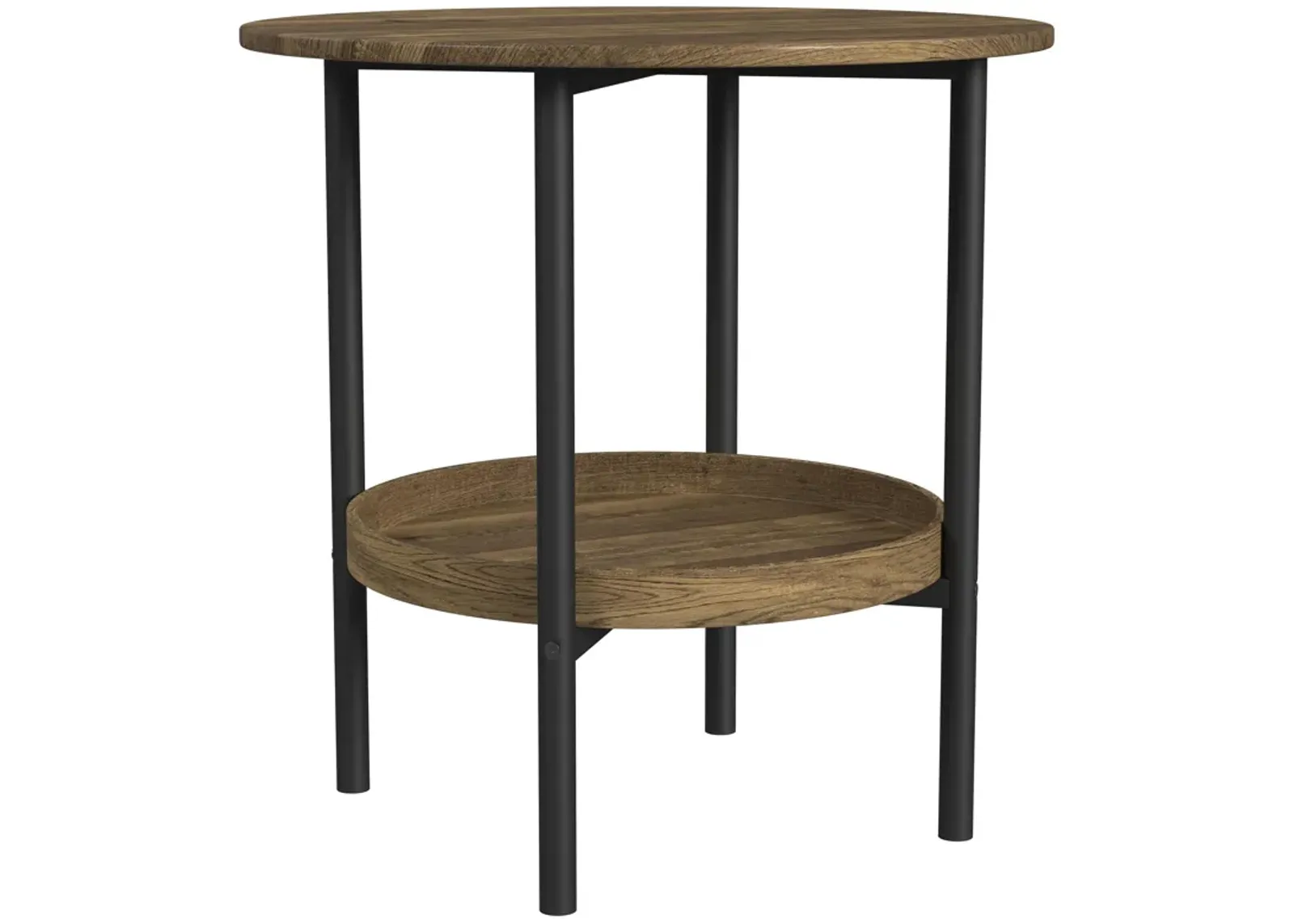 Delfin - Round Glass Top Side End Table - Black And Brown