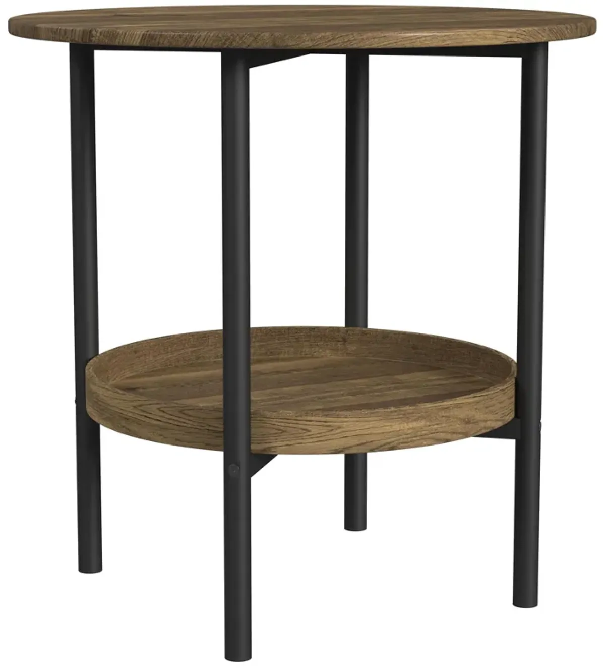 Delfin - Round Glass Top Side End Table - Black And Brown