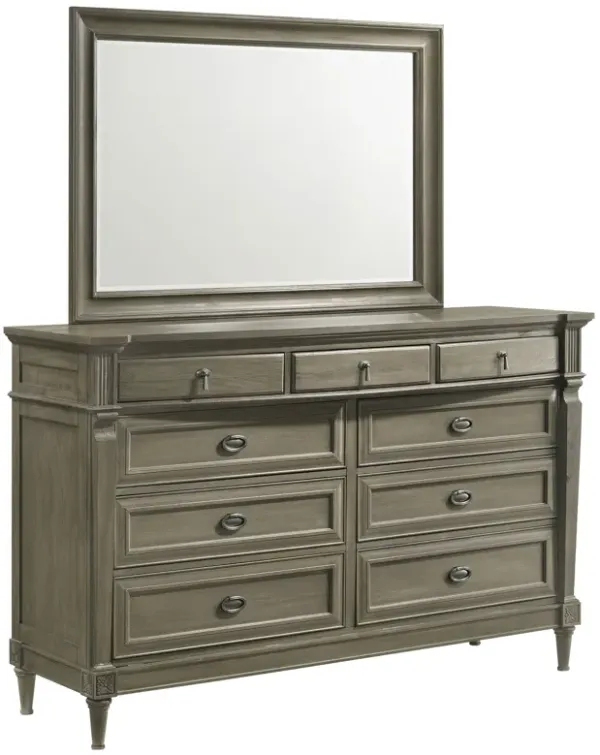 Alderwood - 9 Drawer Dresser With Mirror - French Grey