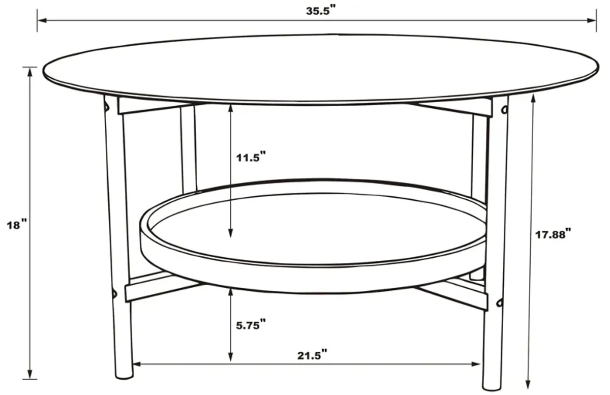 Delfin - Round Glass Top Coffee Table - Black And Brown