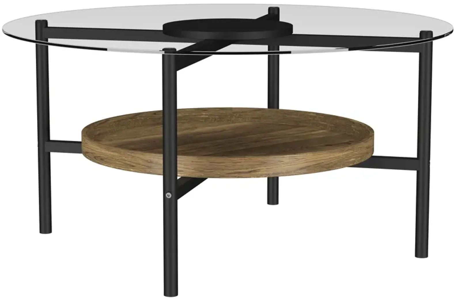 Delfin - Round Glass Top Coffee Table - Black And Brown