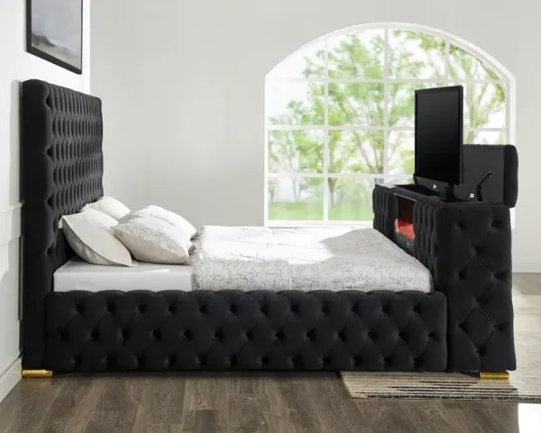 3-Piece Bed with Built-in Fireplace and TV Mount