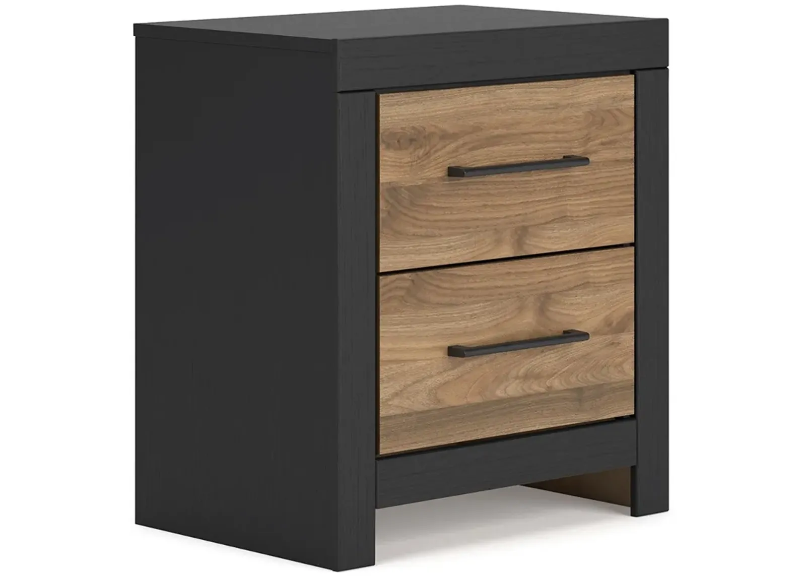 Vertani - Black / Honey Brown - Two Drawer Night Stand