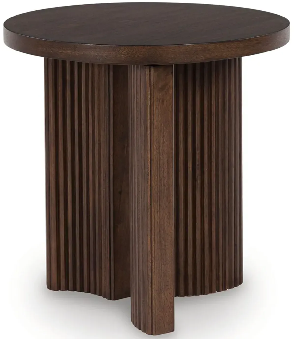 Korestone - Round End Table - Dark Brown