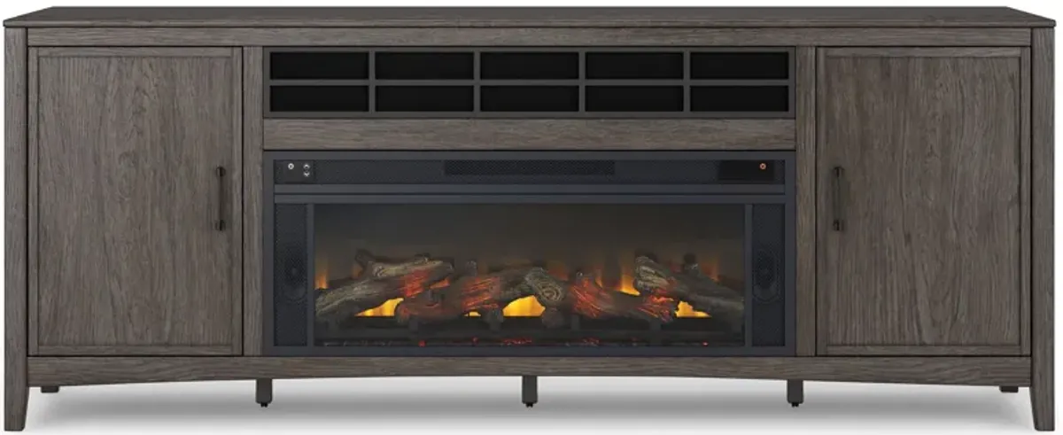 Montillan - Grayish Brown - 84" TV Stand With Electric Fireplace