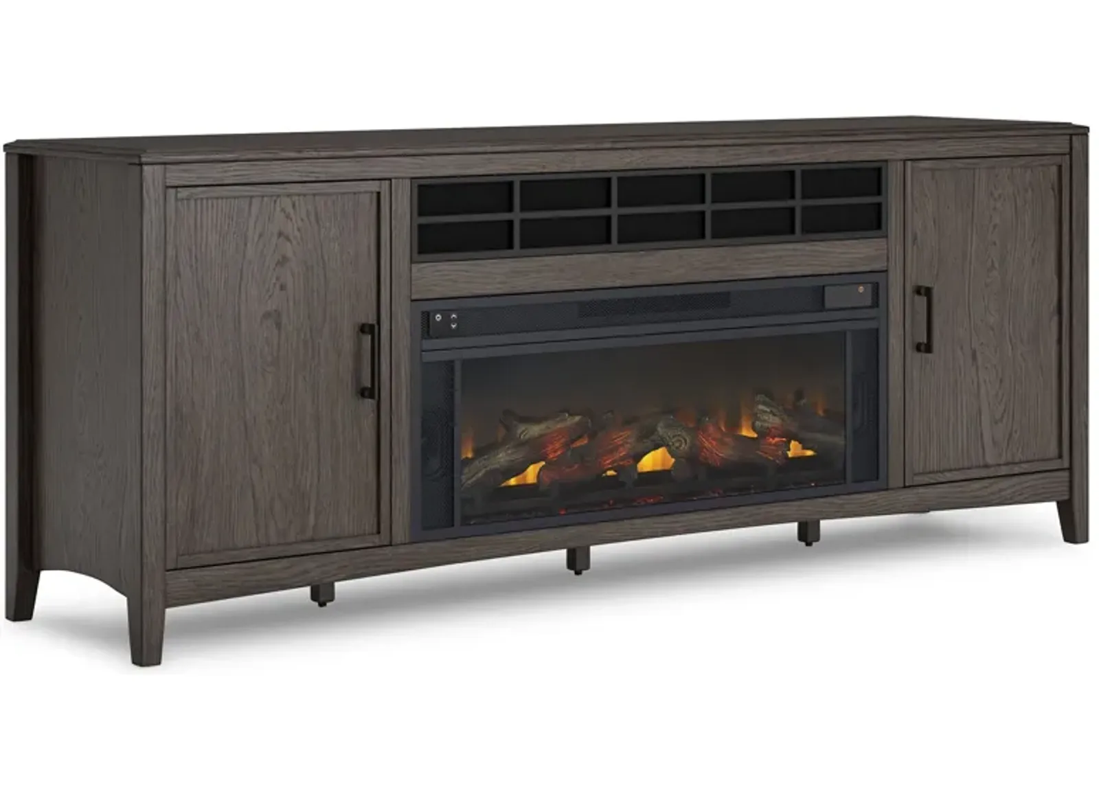 Montillan - Grayish Brown - 84" TV Stand With Electric Fireplace