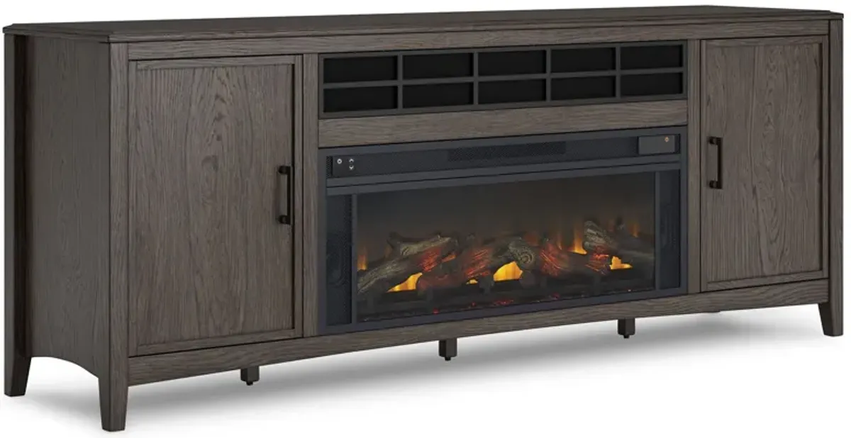 Montillan - Grayish Brown - 84" TV Stand With Electric Fireplace