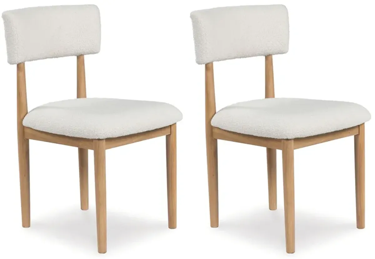 Sawdyn - White / Light Brown - Dining Upholstered Side Chair (Set of 2)