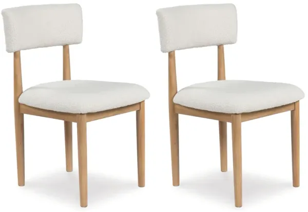 Sawdyn - Dining Upholstered Side Chair (Set of 2) - White / Light Brown