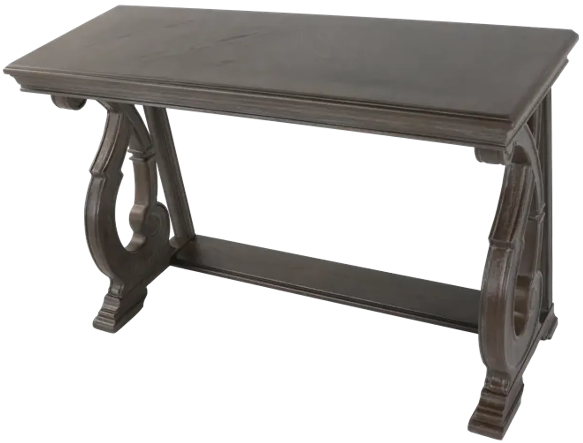 Reclaimed Grey Oak Scroll-Base Sofa Table / Console Table