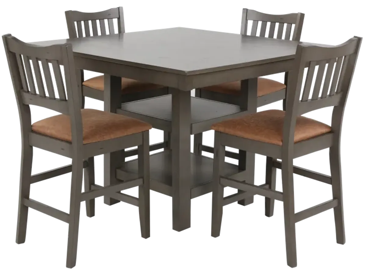 Anna Grey 5-Piece Counter Height Dining Set