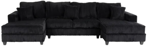 3 Piece Sectional - Black Velvet