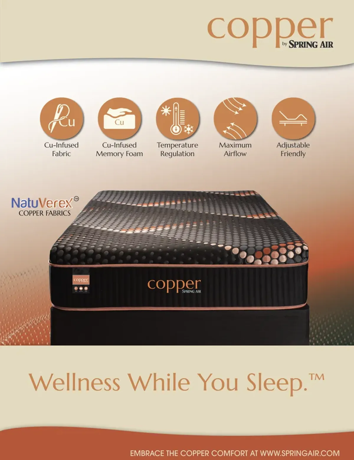 Bingham Hybrid Smooth Top Medium Mattress - Copper