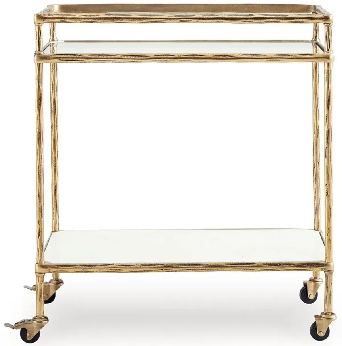 Plattfield - Antique Gold Finish - Bar Cart