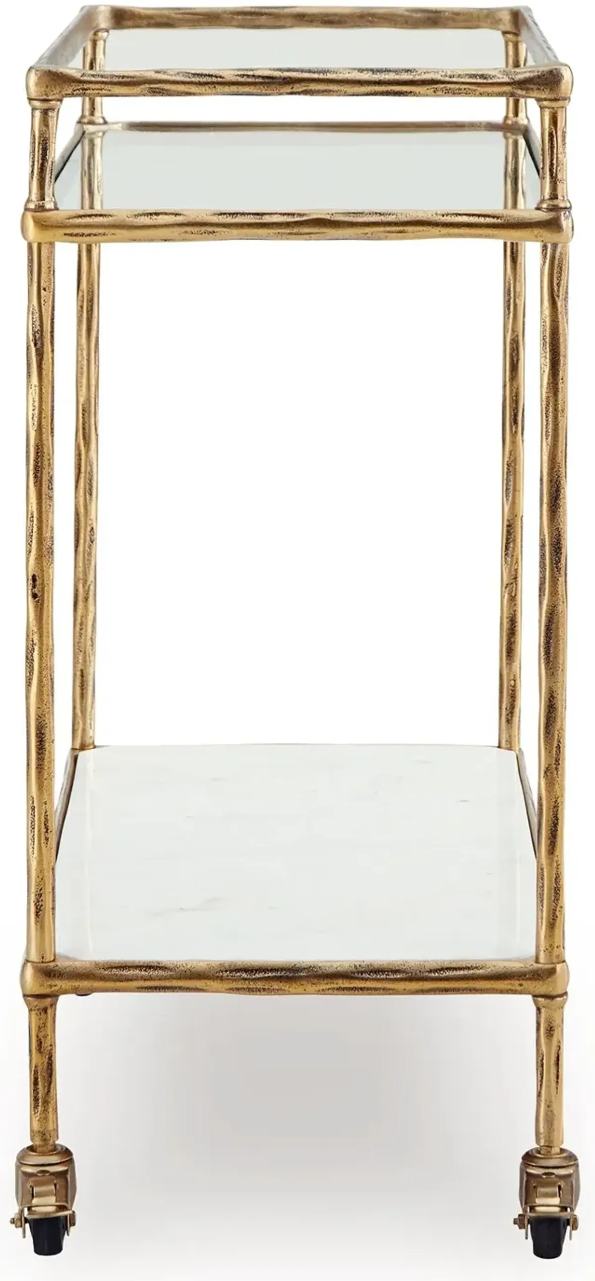 Plattfield - Antique Gold Finish - Bar Cart