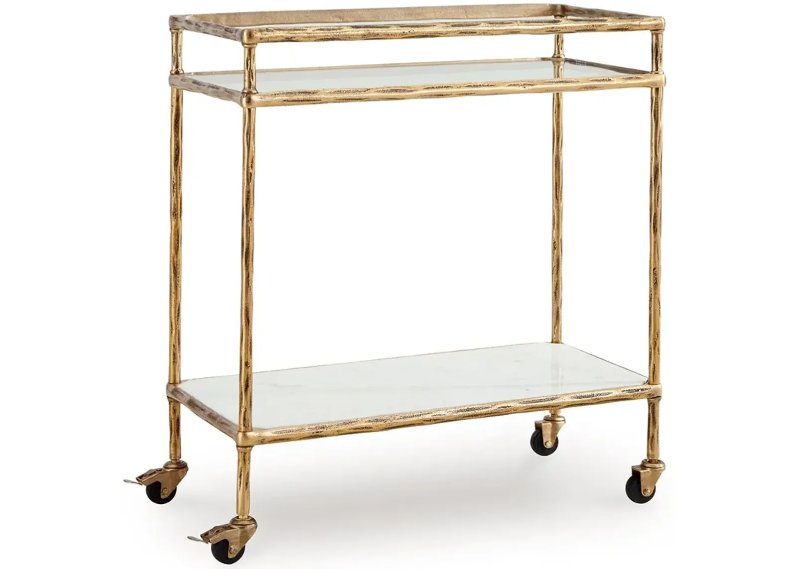 Plattfield - Antique Gold Finish - Bar Cart