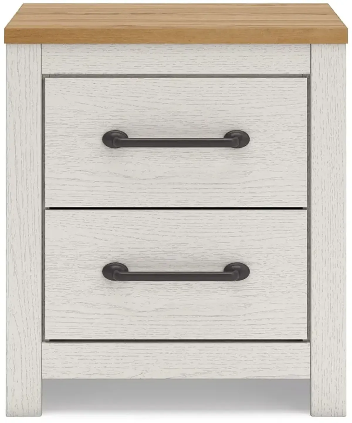 Linnocreek - White / Warm Brown - Two Drawer Night Stand