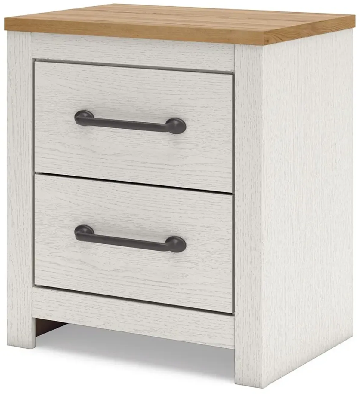 Linnocreek - White / Warm Brown - Two Drawer Night Stand