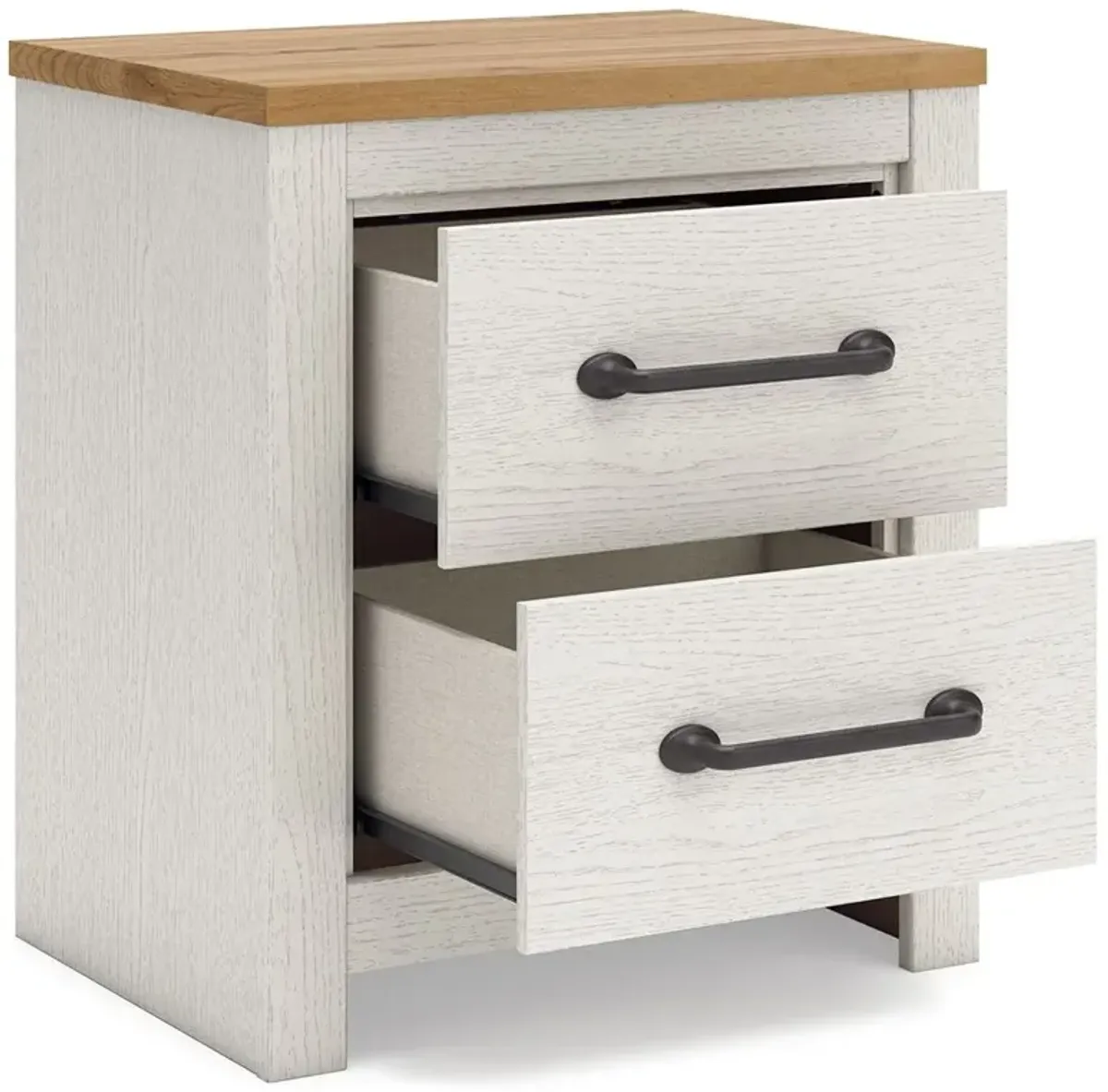 Linnocreek - White / Warm Brown - Two Drawer Night Stand