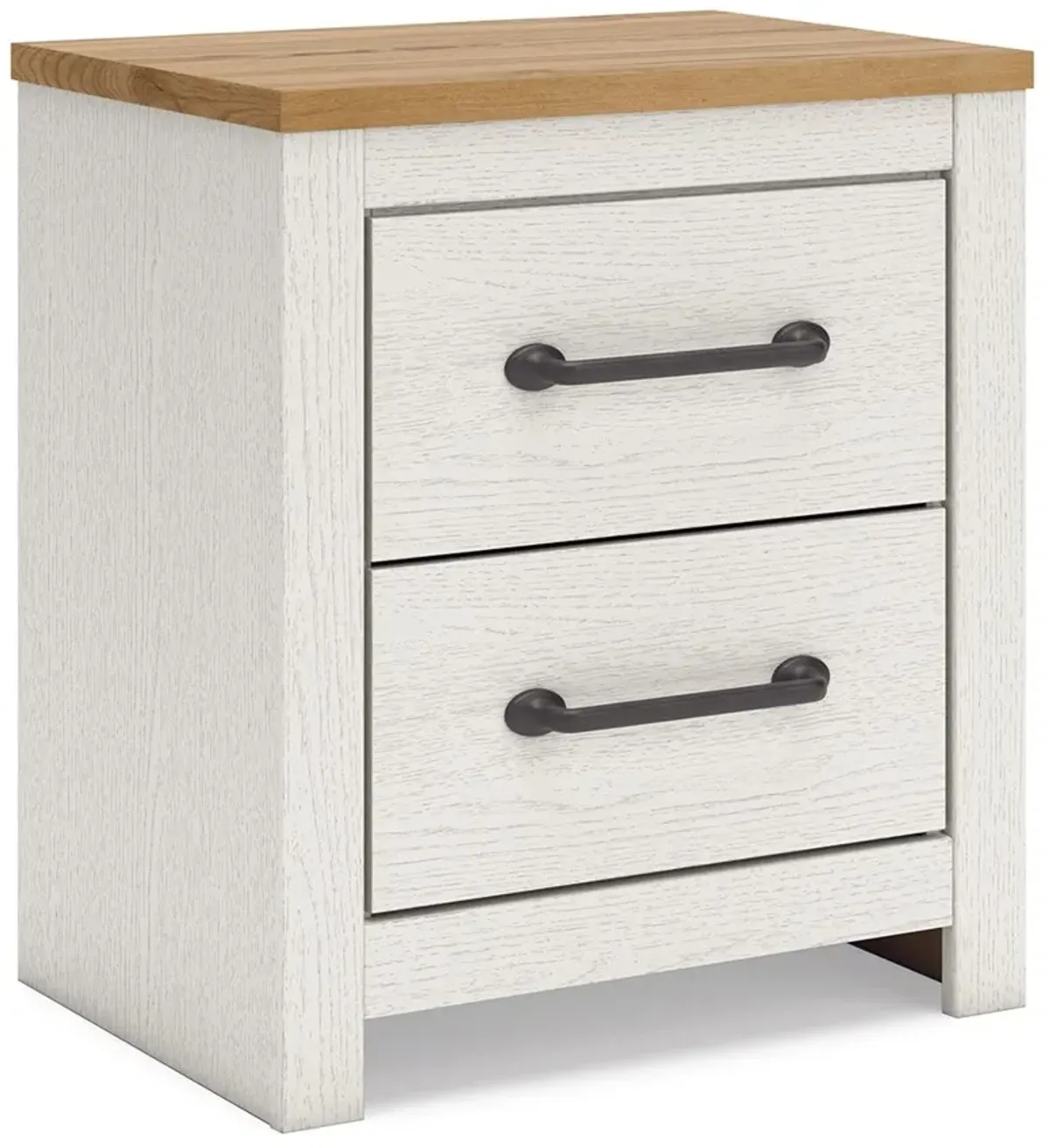 Linnocreek - White / Warm Brown - Two Drawer Night Stand