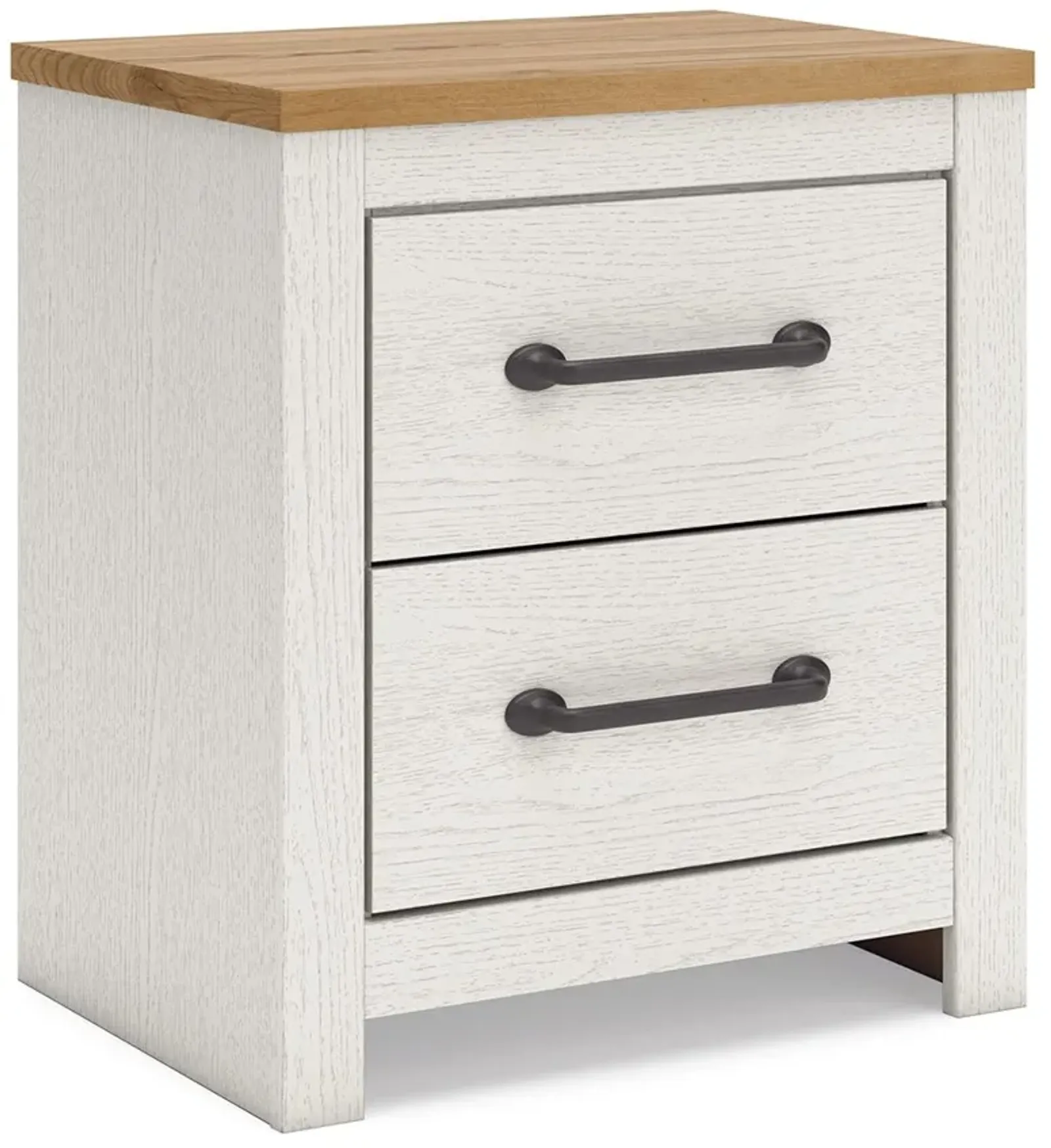 Linnocreek - White / Warm Brown - Two Drawer Night Stand