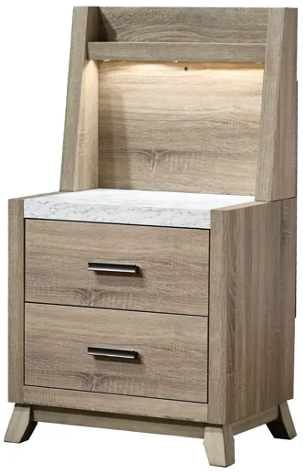 Tilston - Nightstand With Wall Panel - Natural