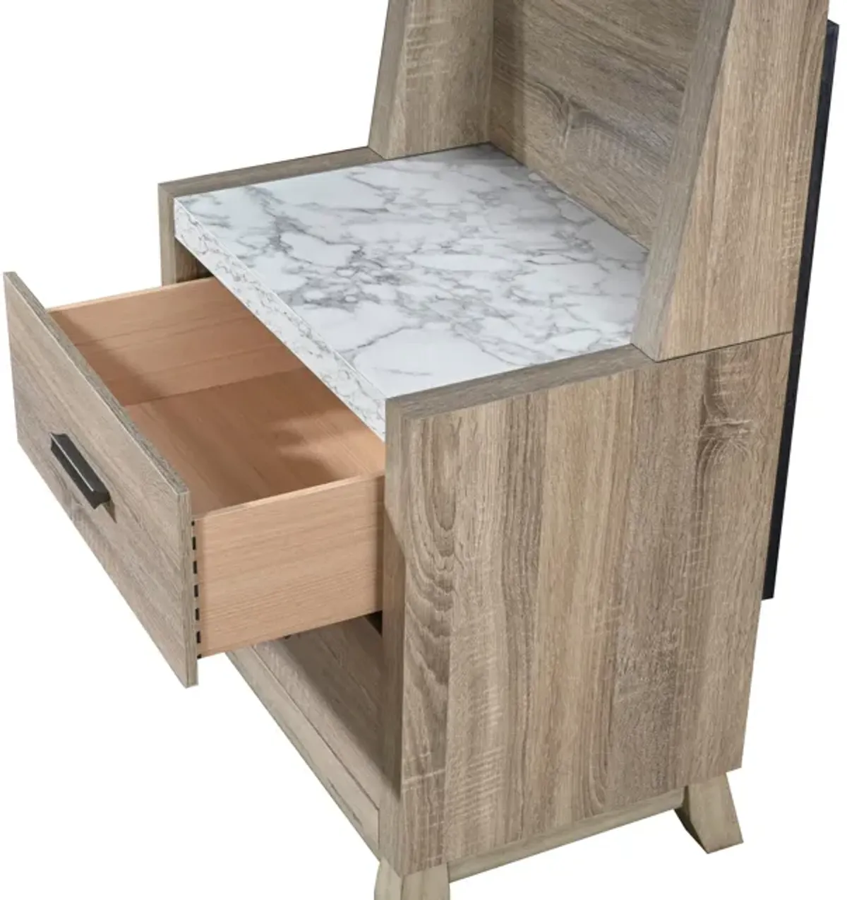 Tilston - Nightstand With Wall Panel - Natural