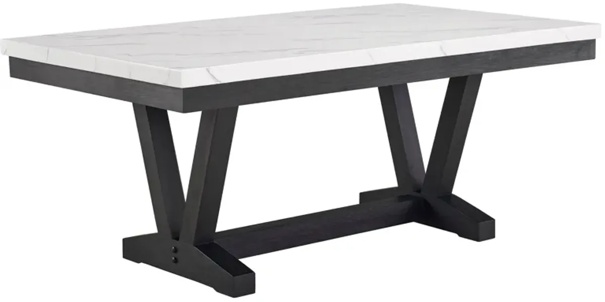 Vance - Faux Marble Dining Table - Charcoal & White