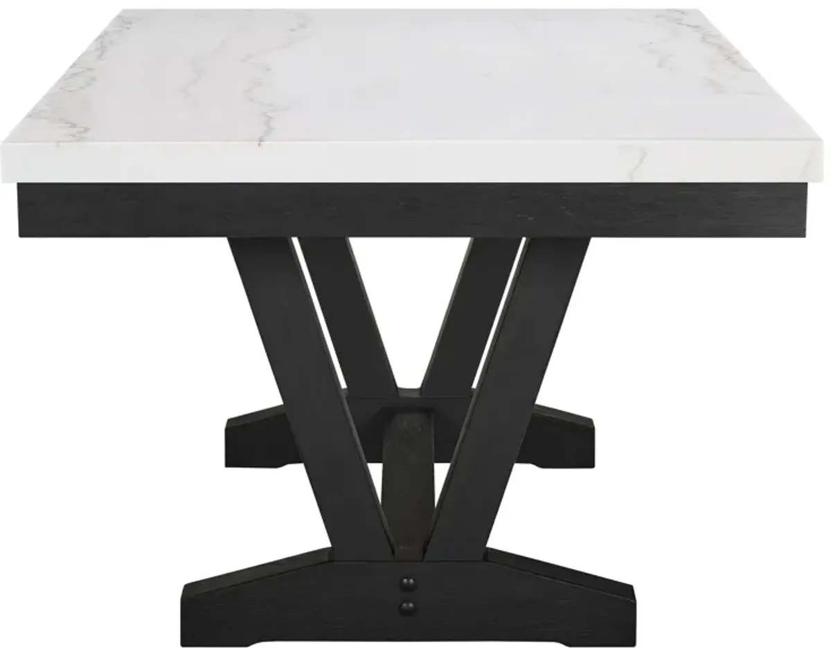 Varley - Genuine Marble Dining Table - Charcoal & White