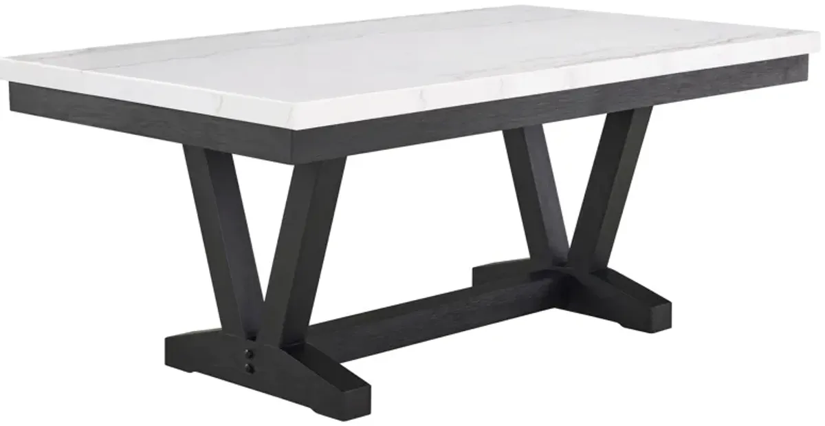 Varley - Genuine Marble Dining Table - Charcoal & White